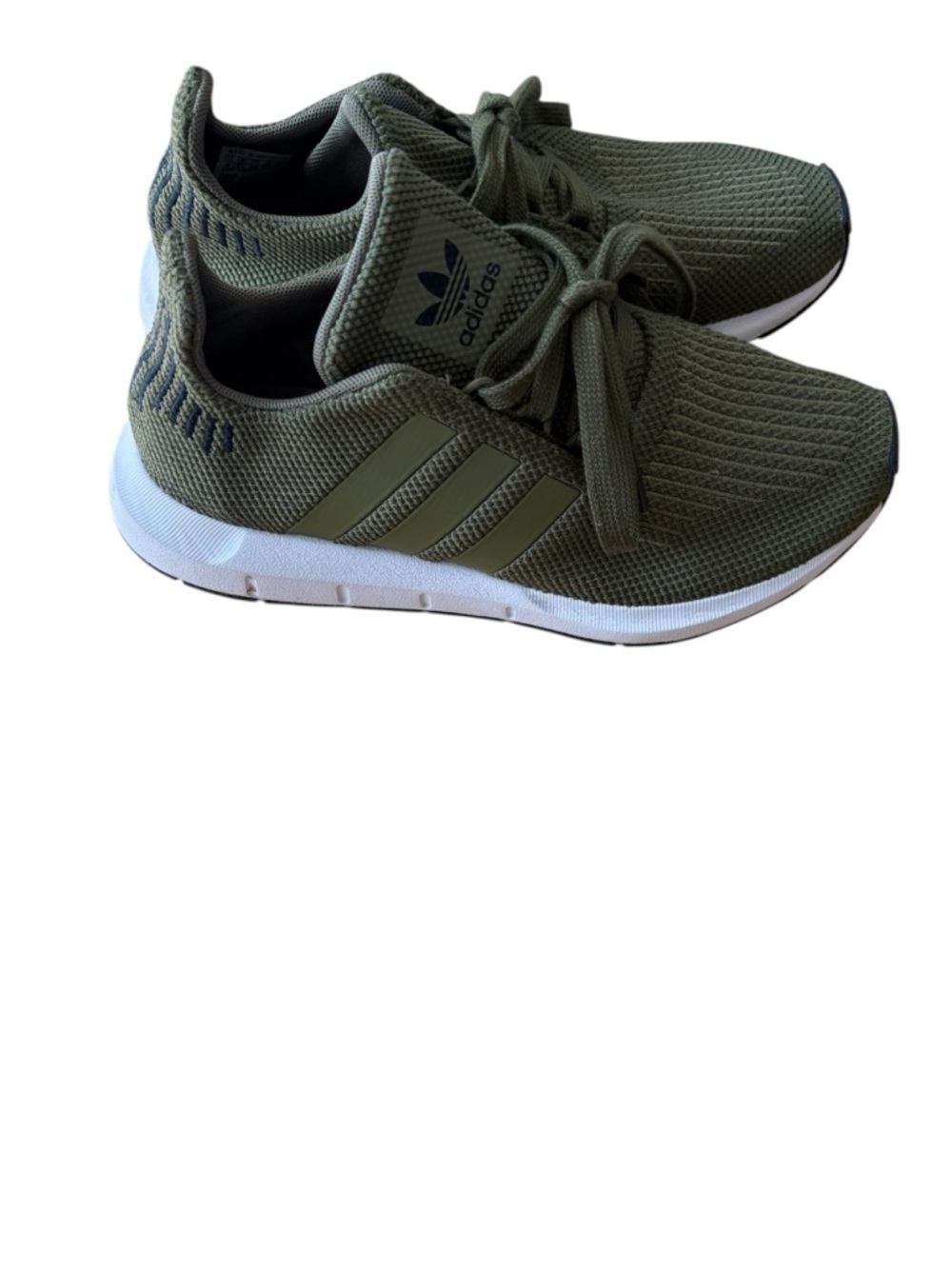 Adidas Olive Knit Running Sneakers - White Sole - Picture 4 of 6